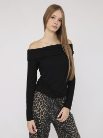 Футболка з довгим рукавом жіноча  колір чорний ЦБ-00284478 модель ЦБ-00284478 Фото