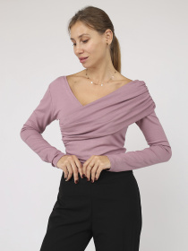 Футболка з довгим рукавом жіноча  колір пудровий ЦБ-00284479 модель ЦБ-00284479 Фото