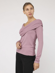 Футболка з довгим рукавом жіноча  колір пудровий ЦБ-00284479 модель ЦБ-00284479 Фото
