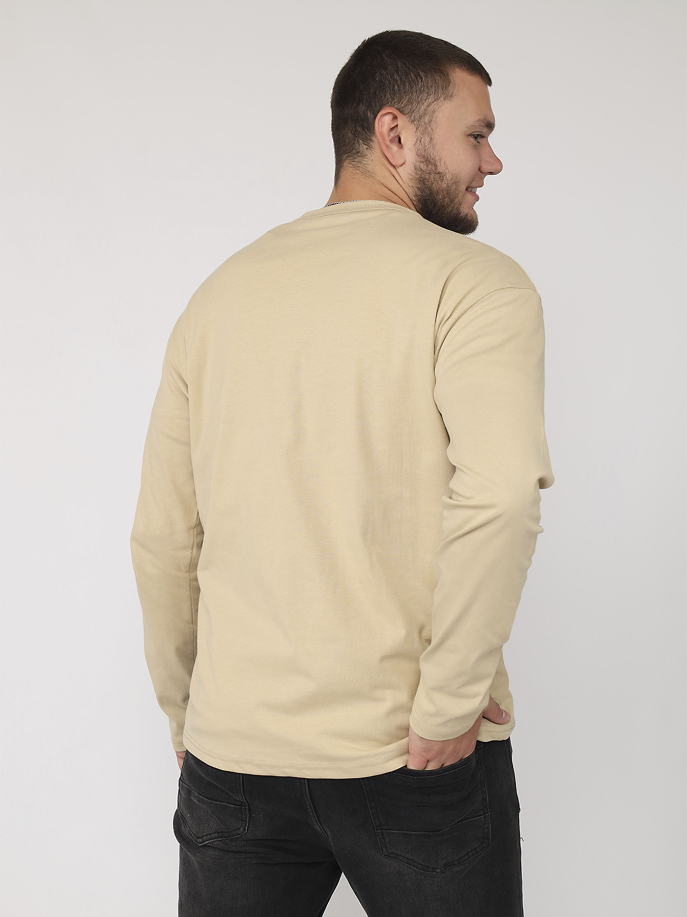 Футболка з довгим рукавом чоловіча  колір бежевий ЦБ-00284935 модель ЦБ-00284935 Фото