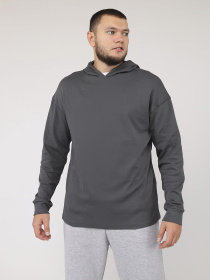 Футболка з довгим рукавом та капюшоном чоловіча  колір графіт ЦБ-00284939 модель ЦБ-00284939 Фото
