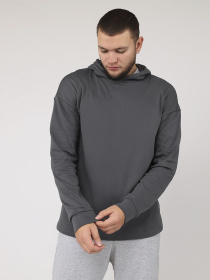 Футболка з довгим рукавом та капюшоном чоловіча  колір графіт ЦБ-00284939 модель ЦБ-00284939 Фото