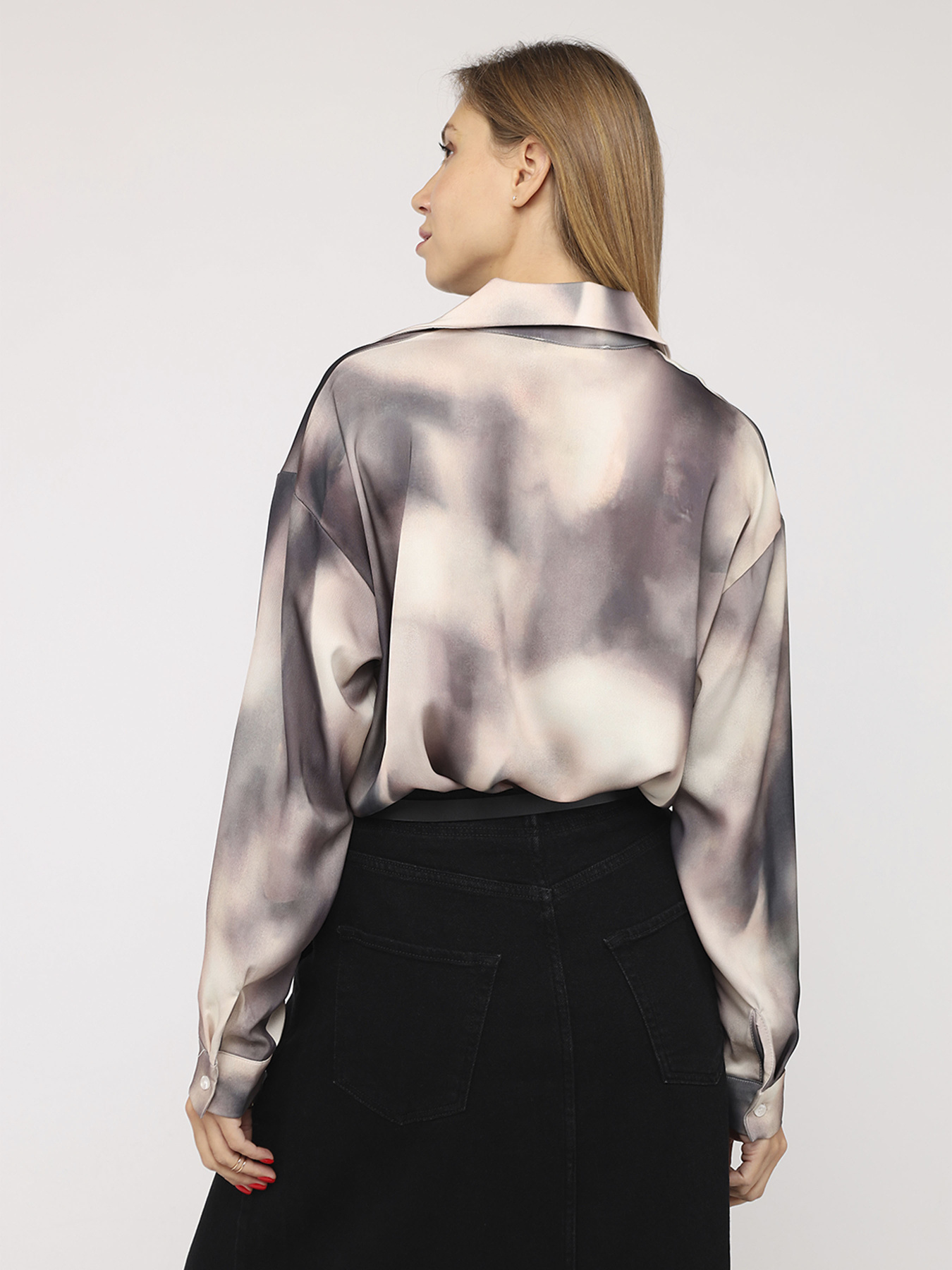 Жіноча сорочка з довгим рукавом  колір сірий ЦБ-00285490 модель ЦБ-00285490 Фото