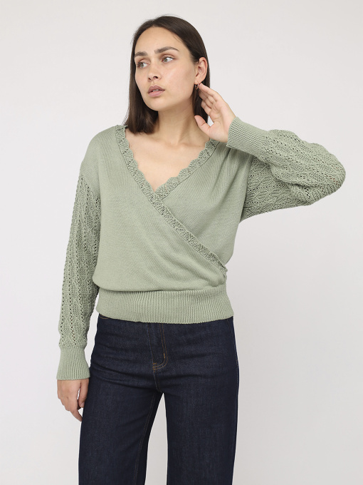 Пуловер женский  цвет зеленый ЦБ-00285726 модель ЦБ-00285726 Фото