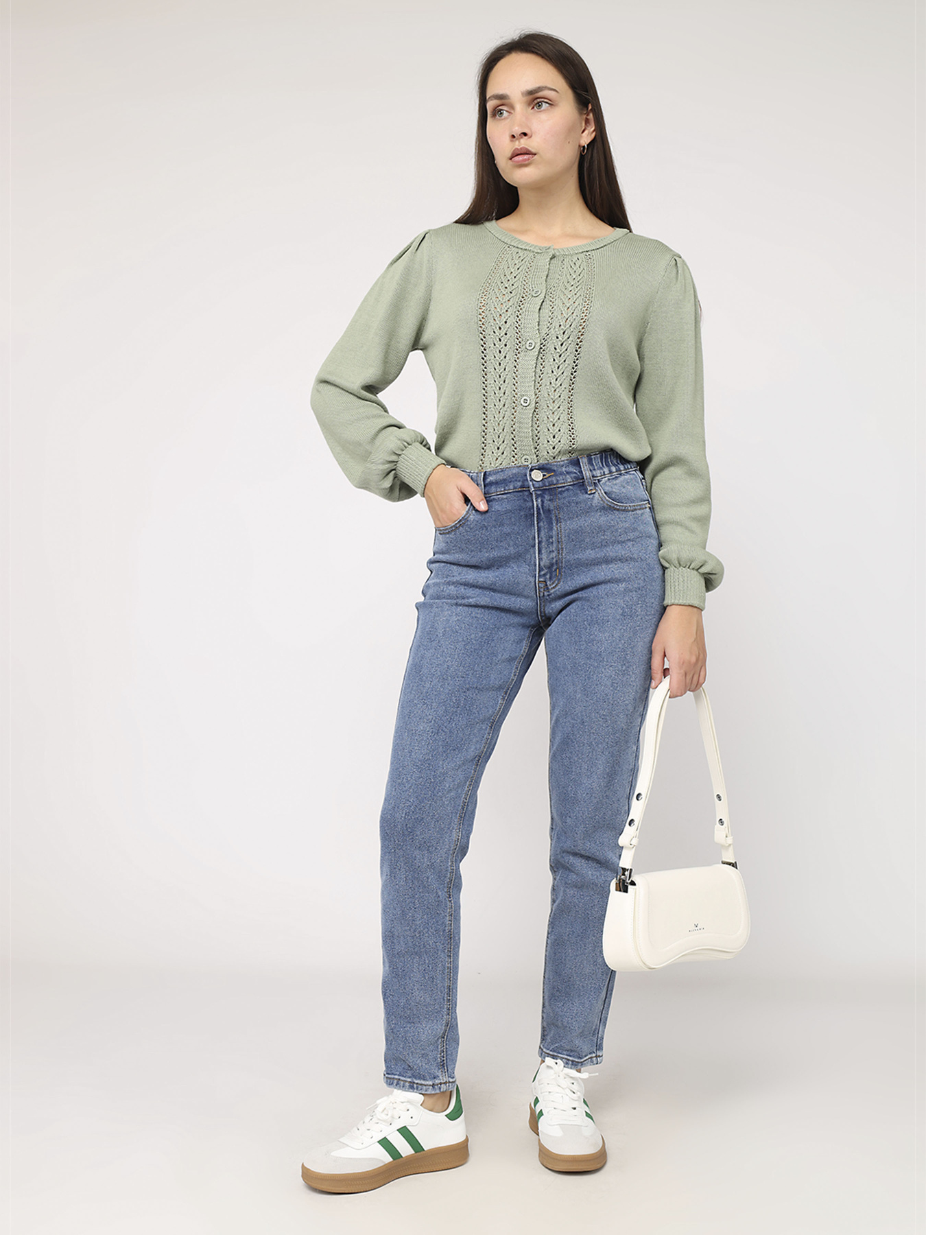 Кардиган жіночий  колір зелений ЦБ-00285729 модель ЦБ-00285729 Фото