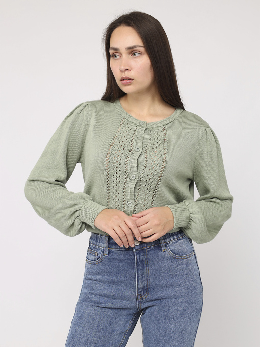 Кардиган жіночий  колір зелений ЦБ-00285729 модель ЦБ-00285729 Фото