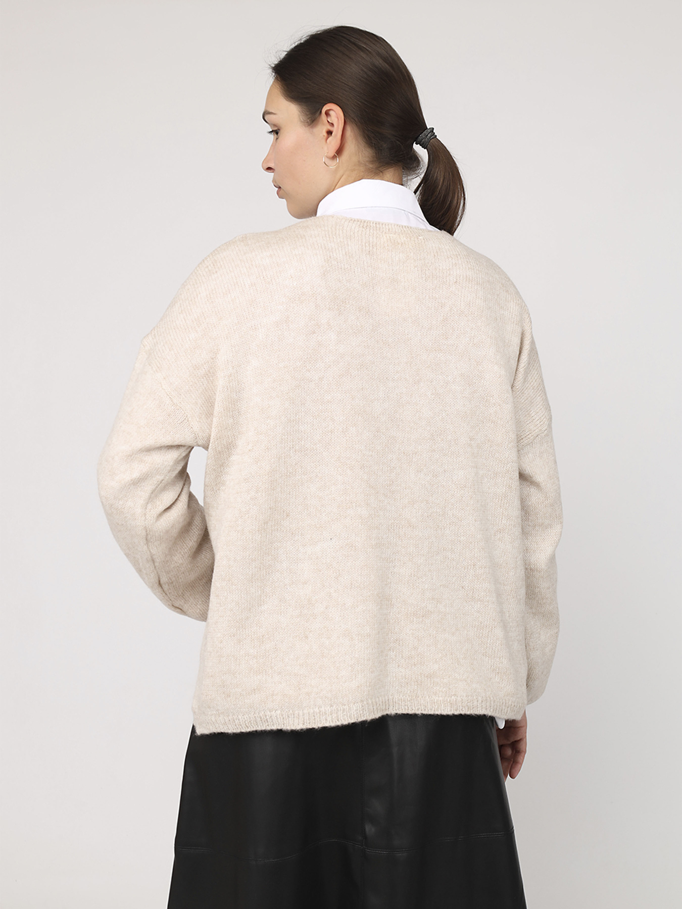 Пуловер жіночий  колір бежевий ЦБ-00285739 модель ЦБ-00285739 Фото