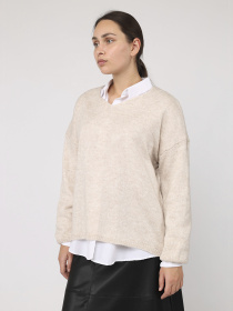 Пуловер жіночий  колір бежевий ЦБ-00285739 модель ЦБ-00285739 Фото