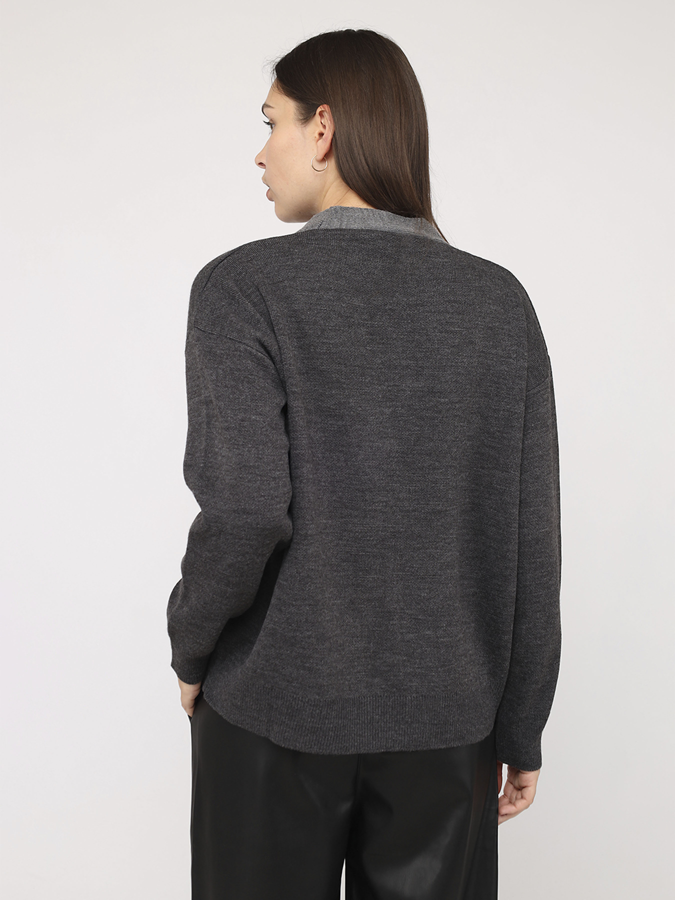 Кардиган жіночий  колір темно-сірий ЦБ-00285750 модель ЦБ-00285750 Фото