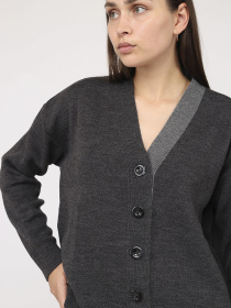 Кардиган жіночий  колір темно-сірий ЦБ-00285750 модель ЦБ-00285750 Фото