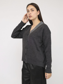 Кардиган жіночий  колір темно-сірий ЦБ-00285750 модель ЦБ-00285750 Фото
