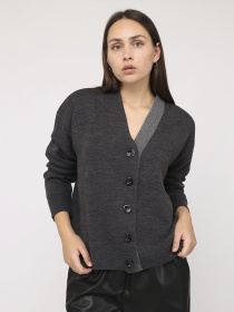 Кардиган жіночий  колір темно-сірий ЦБ-00285750 модель ЦБ-00285750 Фото