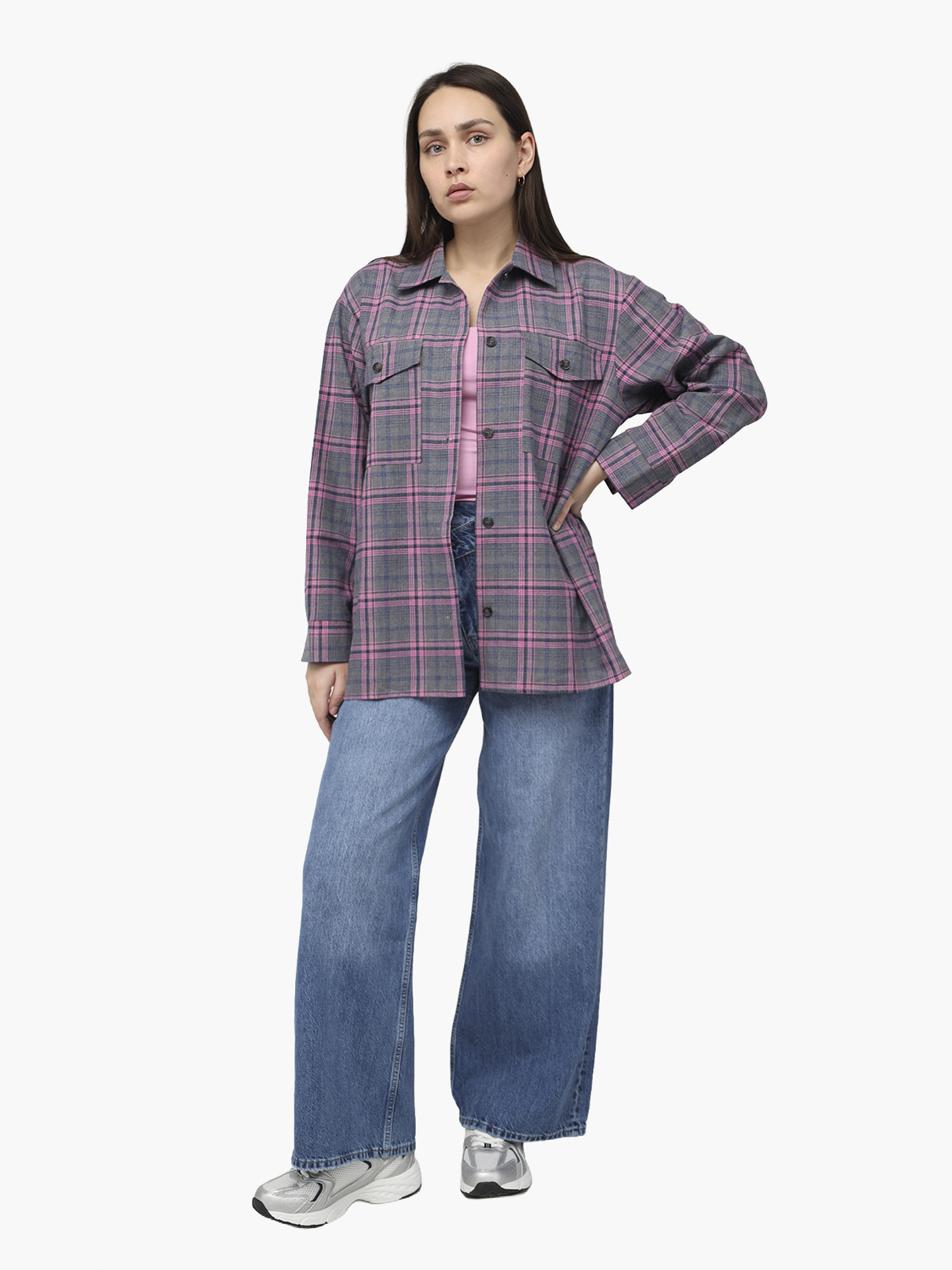 Сорочка з довгим рукавом жіноча  колір рожевий ЦБ-00286259 модель ЦБ-00286259 Фото