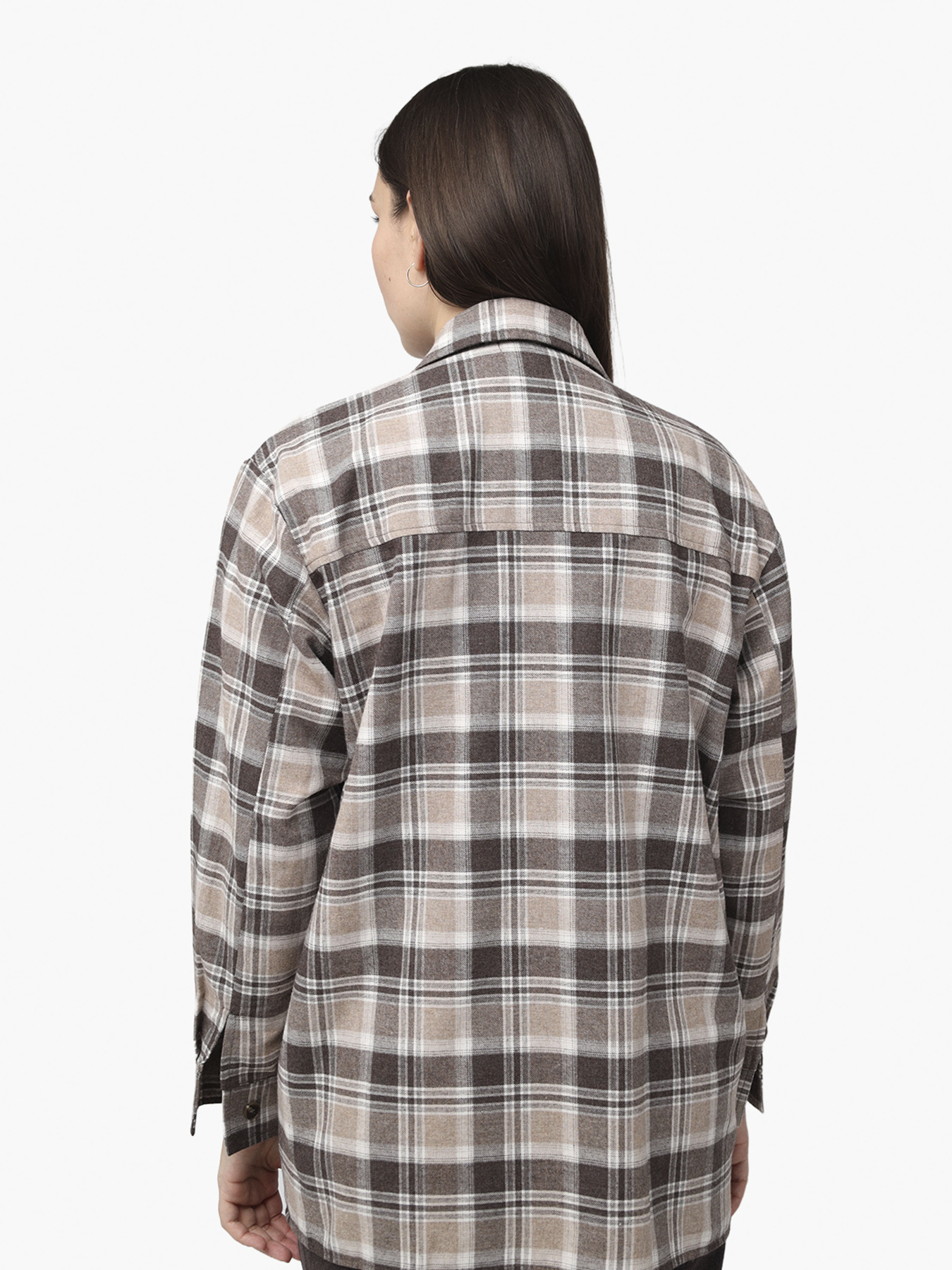 Рубашка с длинным рукавом женская  цвет коричневый ЦБ-00286263 модель ЦБ-00286263 Фото