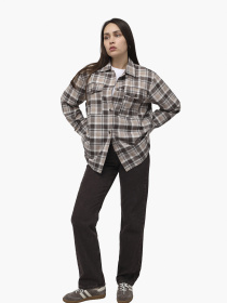 Рубашка с длинным рукавом женская  цвет коричневый ЦБ-00286263 модель ЦБ-00286263 Фото