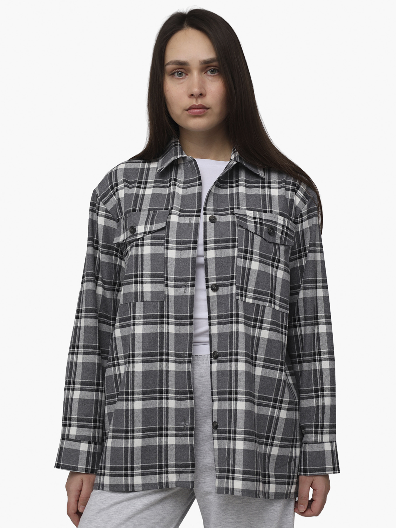 Рубашка с длинным рукавом женская цвет черный ЦБ-00286264 модель ЦБ-00286264 Рубашка с длинным рукавом женская цвет черный ЦБ-00286264 модель ЦБ-00286264 Фото