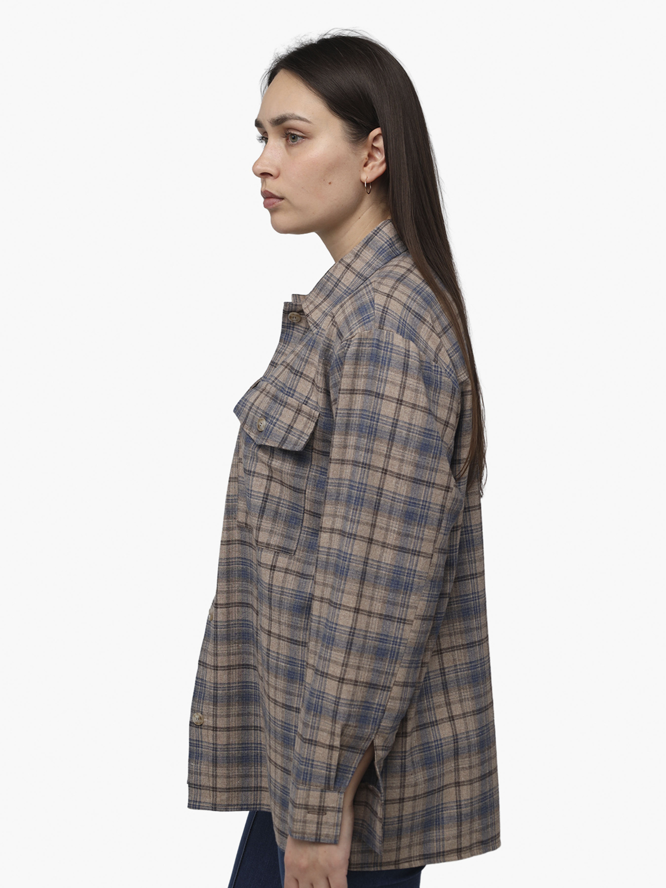 Рубашка с длинным рукавом женская  цвет коричневый ЦБ-00286265 модель ЦБ-00286265 Фото