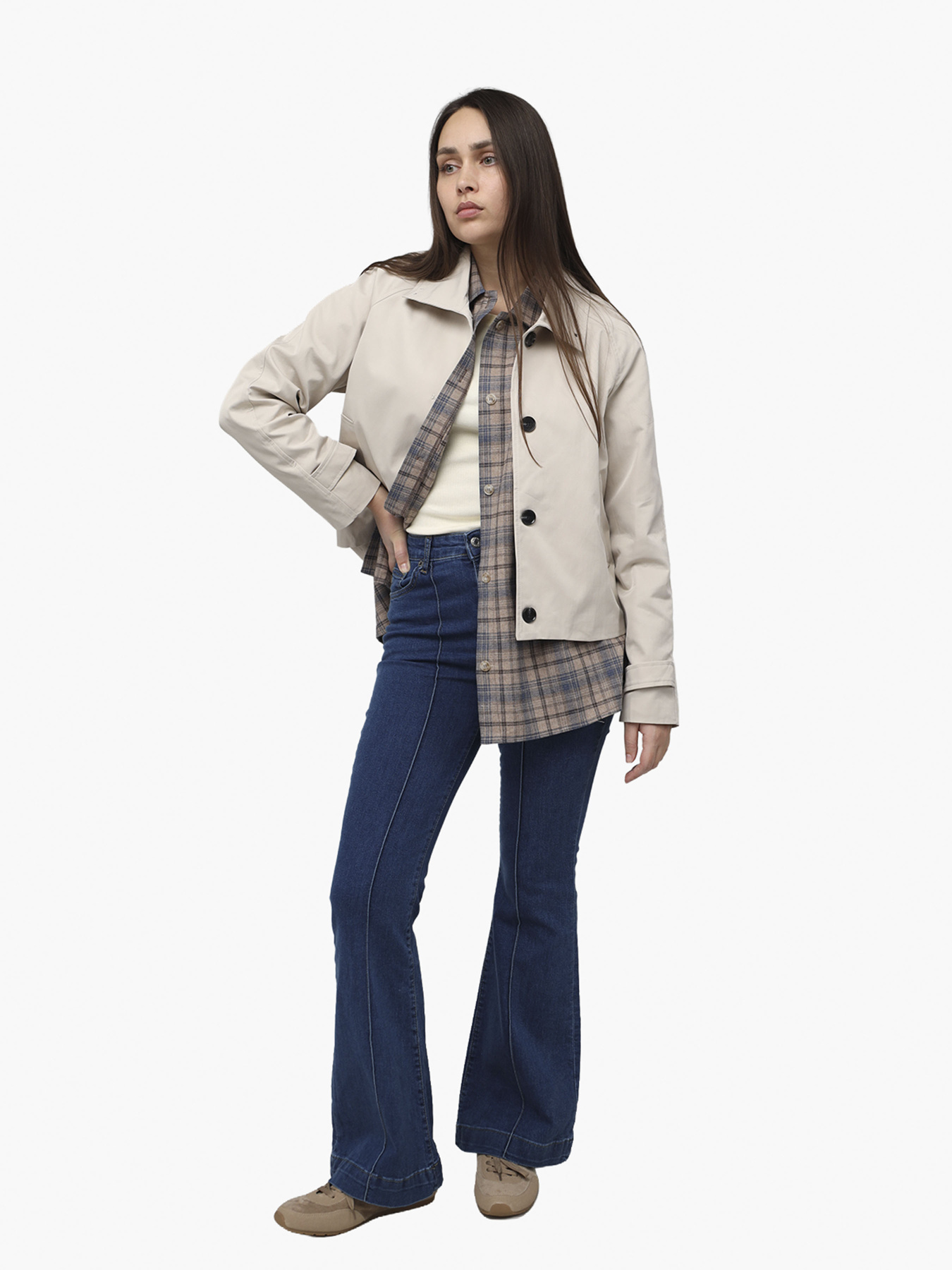 Рубашка с длинным рукавом женская  цвет коричневый ЦБ-00286265 модель ЦБ-00286265 Фото