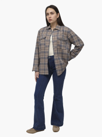 Рубашка с длинным рукавом женская  цвет коричневый ЦБ-00286265 модель ЦБ-00286265 Фото