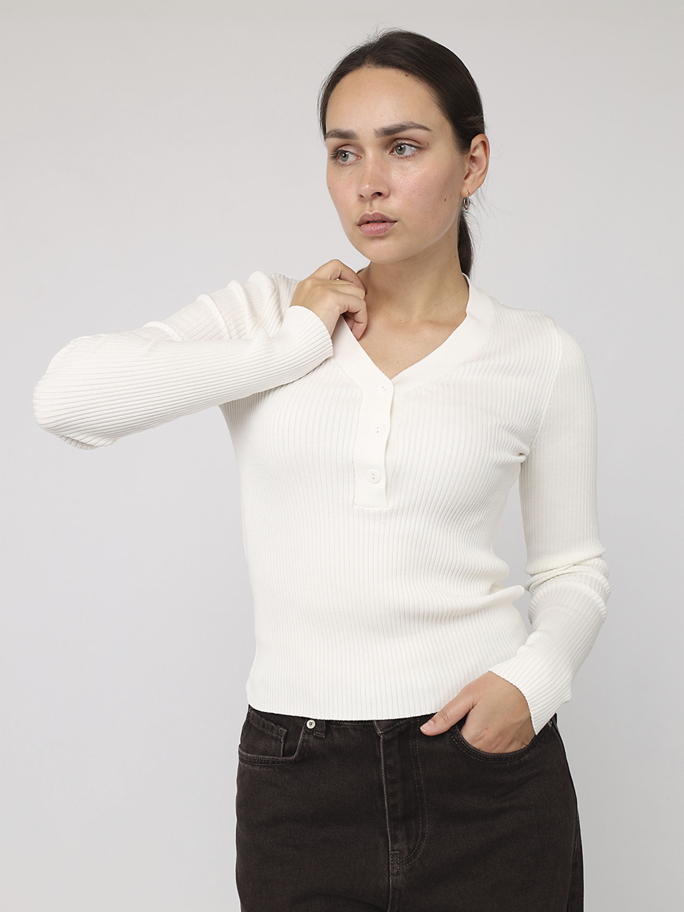 Пуловер жіночий  колір молочний ЦБ-00286562 модель ЦБ-00286562 Фото