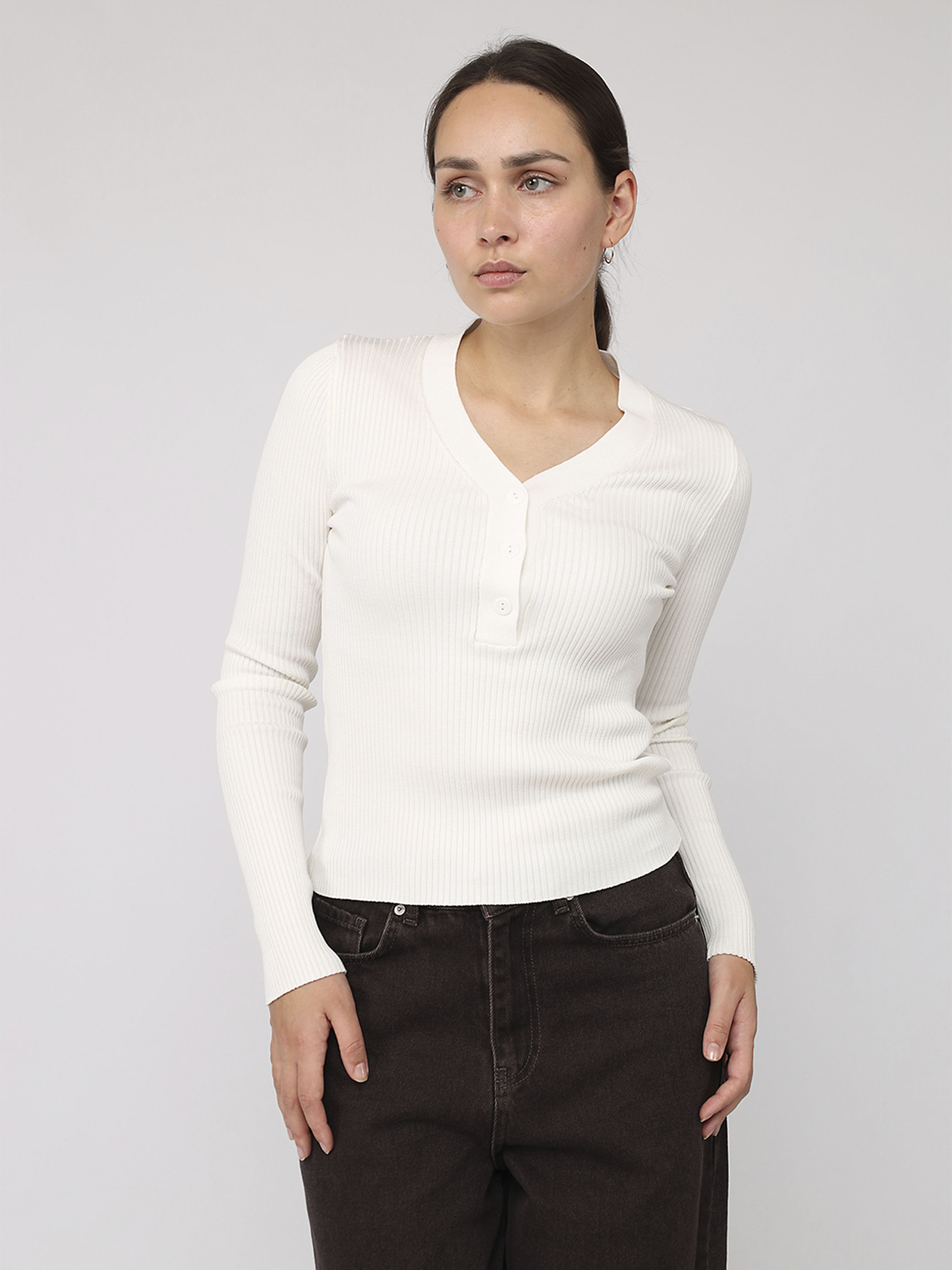 Пуловер жіночий  колір молочний ЦБ-00286562 модель ЦБ-00286562 Фото