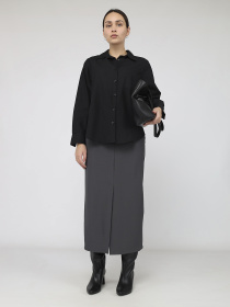 Рубашка с длинным рукавом женская  цвет черный ЦБ-00287021 модель ЦБ-00287021 Фото