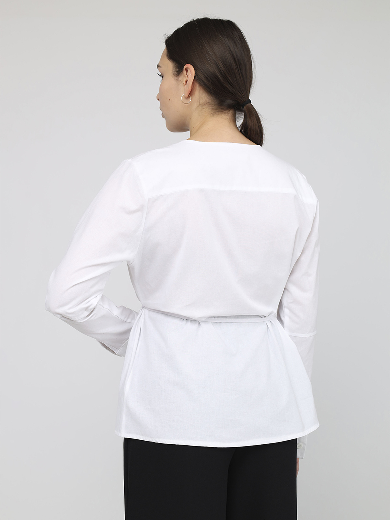 Рубашка с длинным рукавом женская  цвет белый ЦБ-00287022 модель ЦБ-00287022 Фото