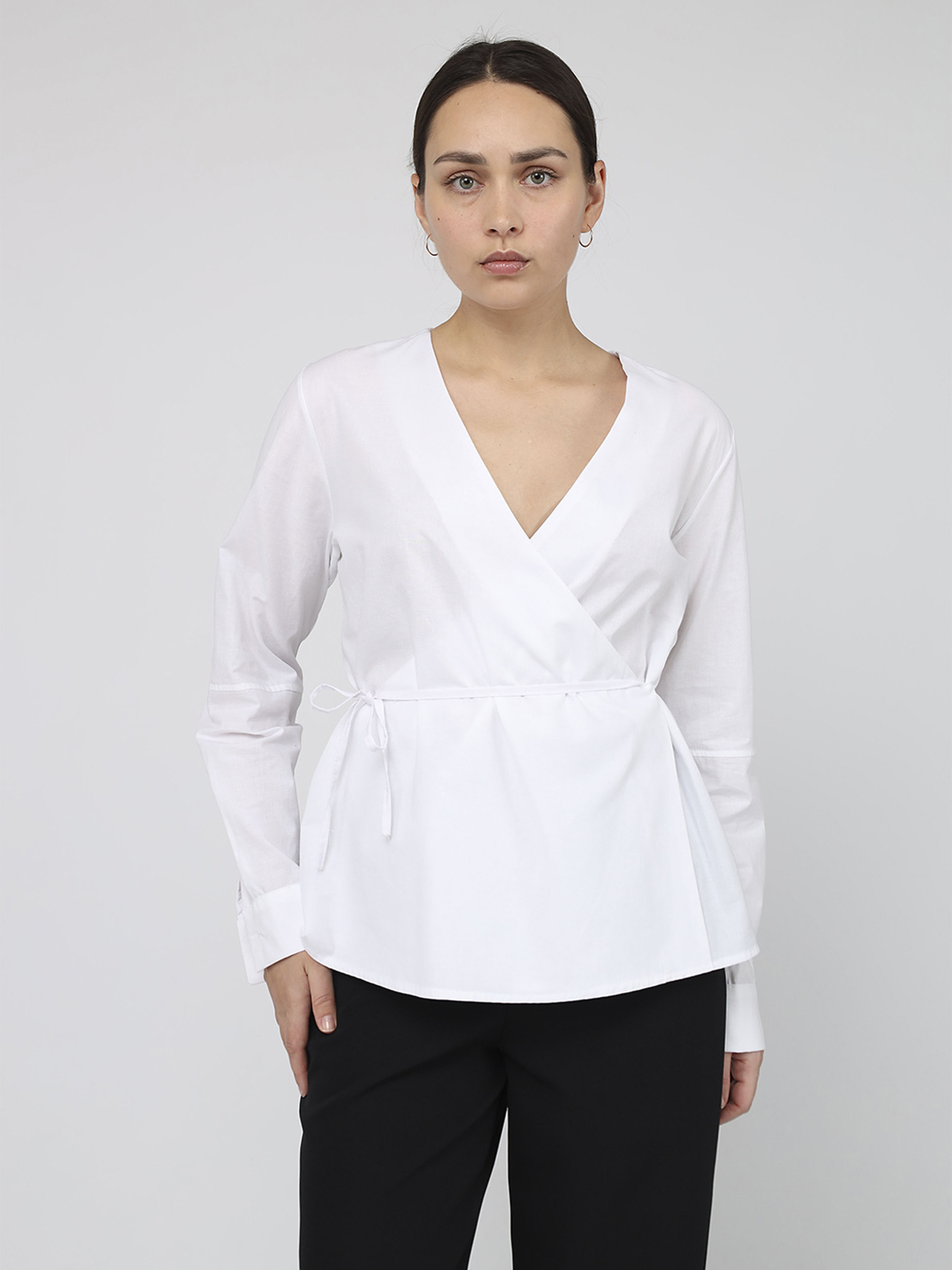 Рубашка с длинным рукавом женская  цвет белый ЦБ-00287022 модель ЦБ-00287022 Фото