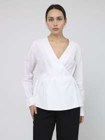Рубашка с длинным рукавом женская  цвет белый ЦБ-00287022 модель ЦБ-00287022 Фото