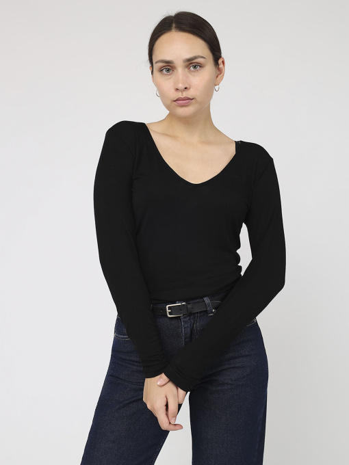 Футболка з довгим рукавом жіноча  колір чорний ЦБ-00287113 модель ЦБ-00287113 Фото