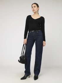 Футболка с длинным рукавом женская  цвет черный ЦБ-00287113 модель ЦБ-00287113 Фото