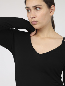 Футболка с длинным рукавом женская  цвет черный ЦБ-00287113 модель ЦБ-00287113 Фото