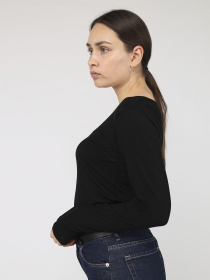 Футболка с длинным рукавом женская  цвет черный ЦБ-00287113 модель ЦБ-00287113 Фото
