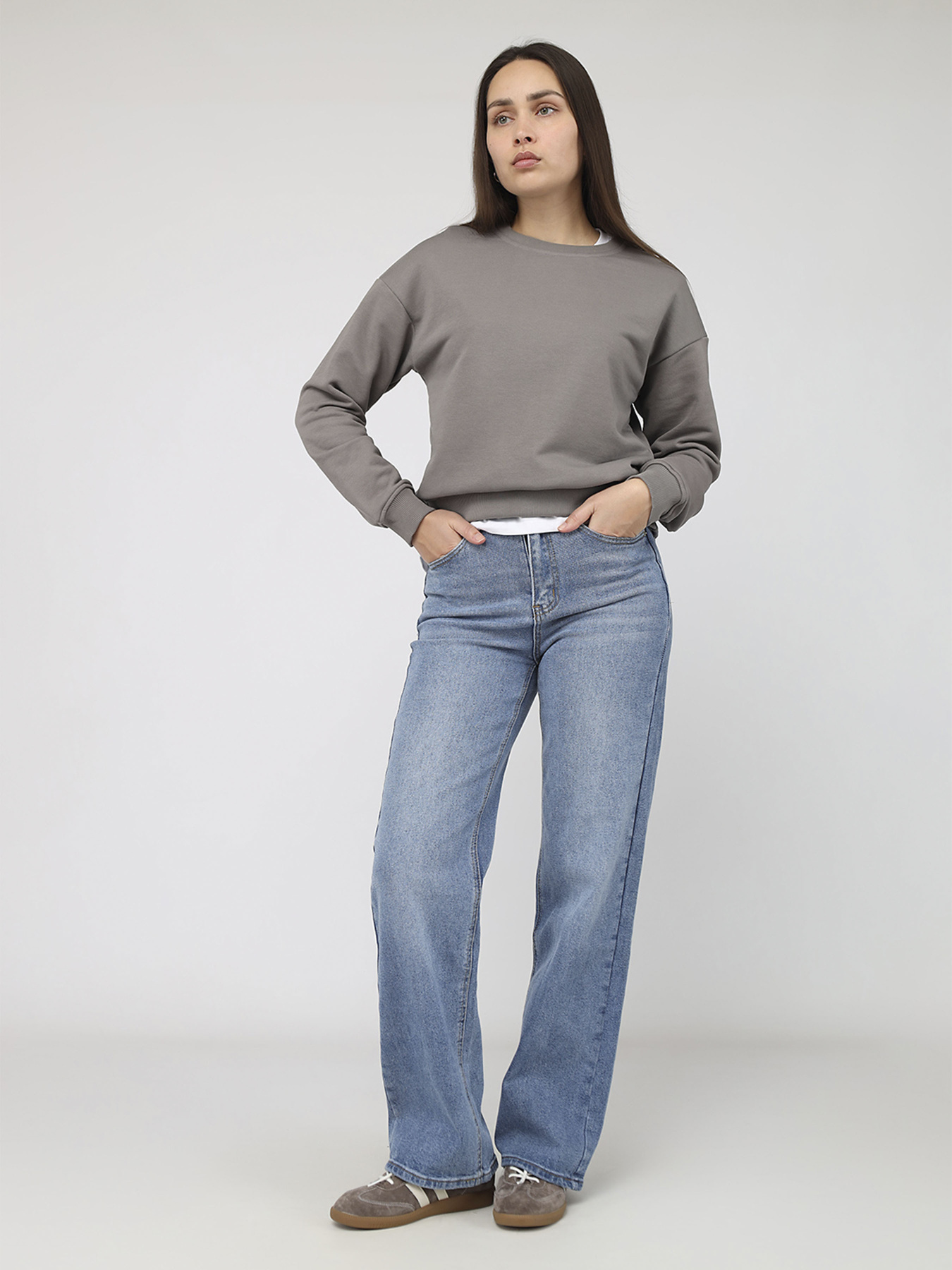 Світшот жіночий  колір темно-сірий ЦБ-00287134 модель ЦБ-00287134 Фото