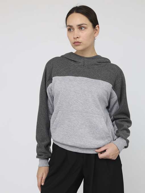 Худи женское  цвет серый ЦБ-00287137 модель ЦБ-00287137 Фото
