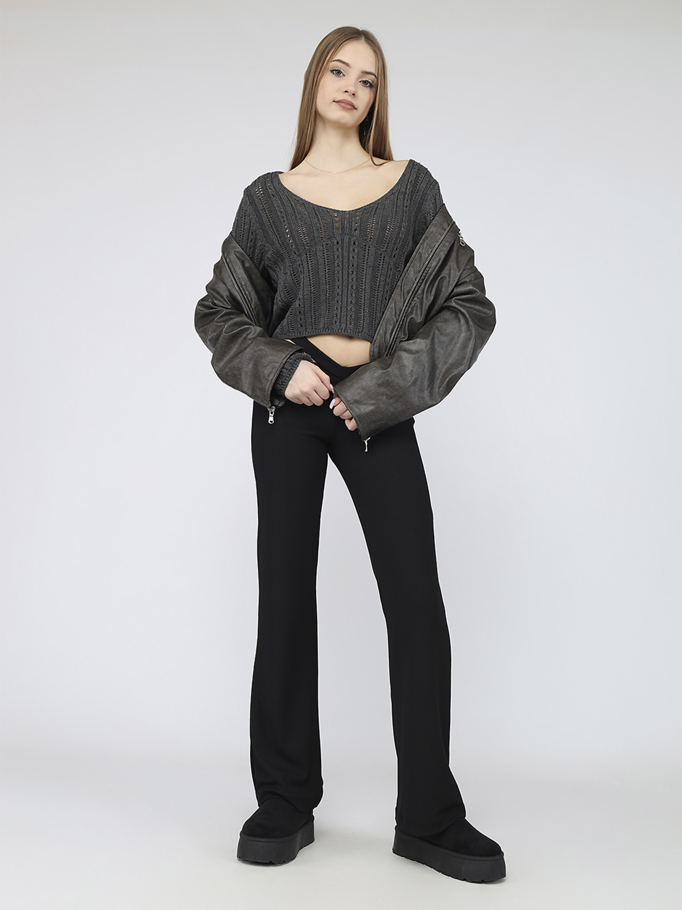 Джемпер женский  цвет темно-серый ЦБ-00287461 модель ЦБ-00287461 Фото