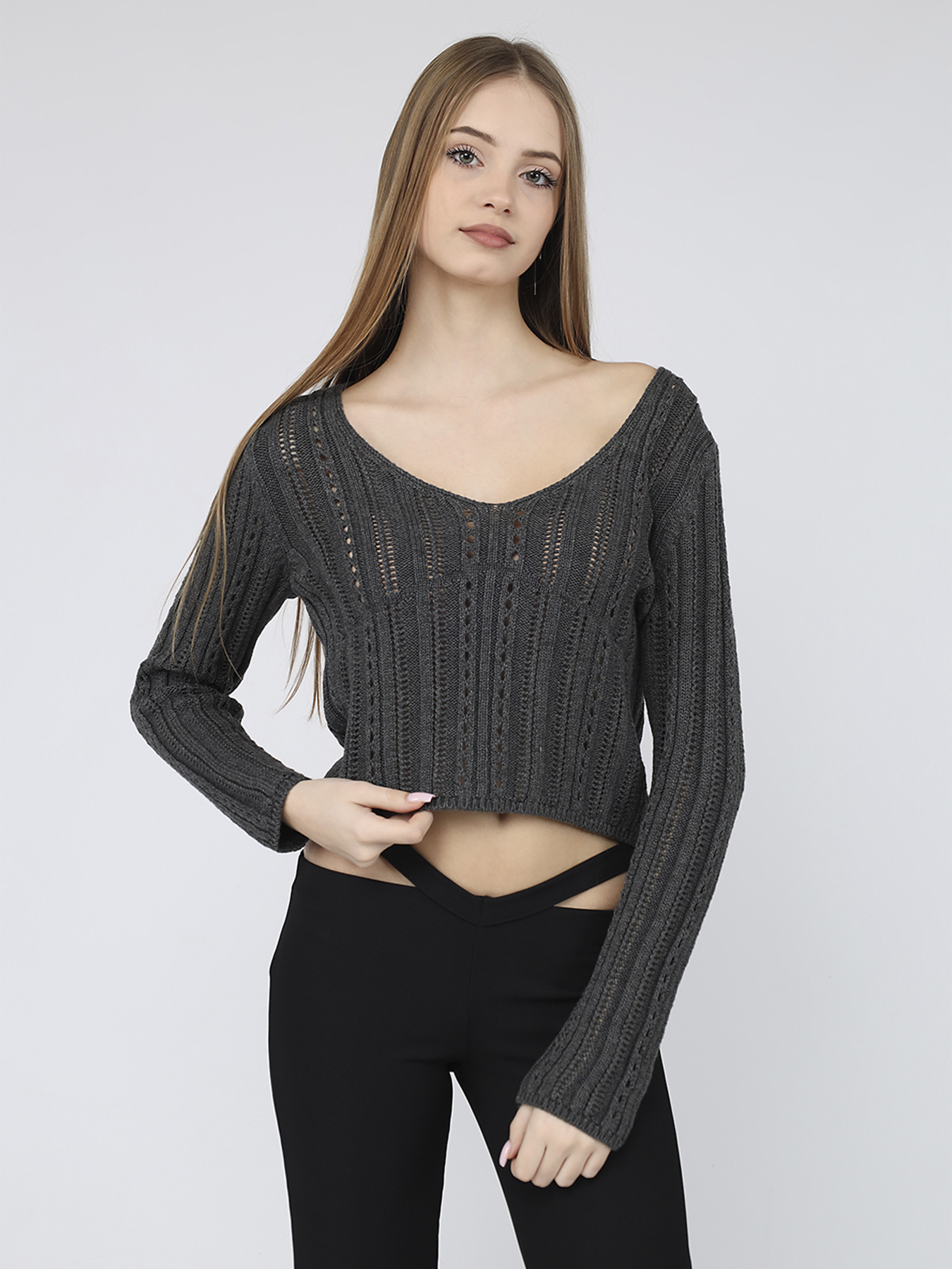 Джемпер женский  цвет темно-серый ЦБ-00287461 модель ЦБ-00287461 Фото