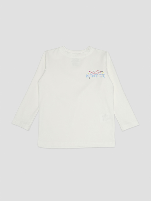 Футболка з довгим рукавом для дівчинки  колір молочний ЦБ-00288375 модель ЦБ-00288375 Фото