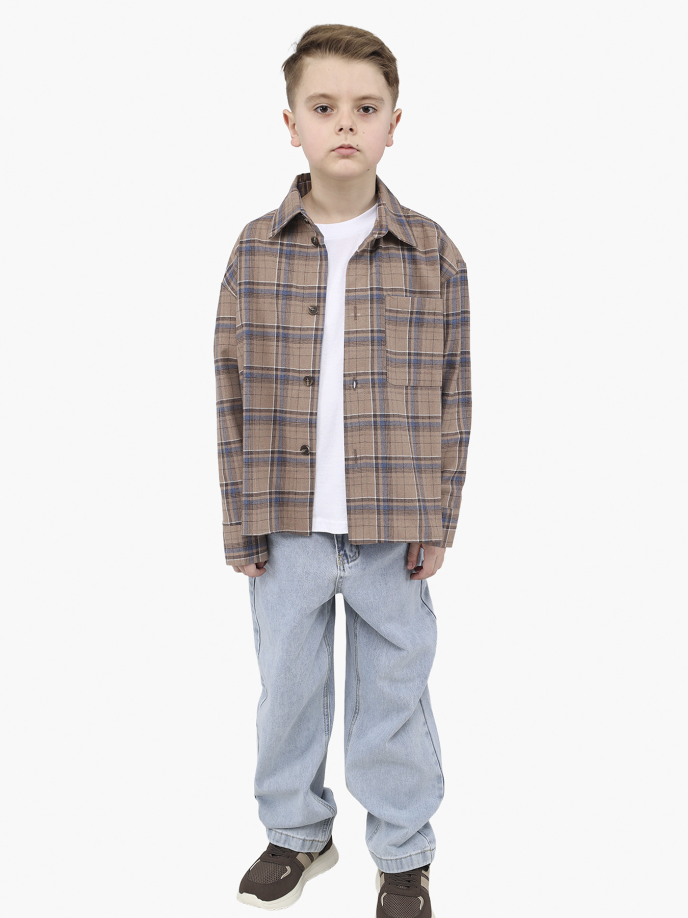 Рубашка для с длинным рукавом для мальчика  цвет коричневый ЦБ-00288819 модель ЦБ-00288819 Фото