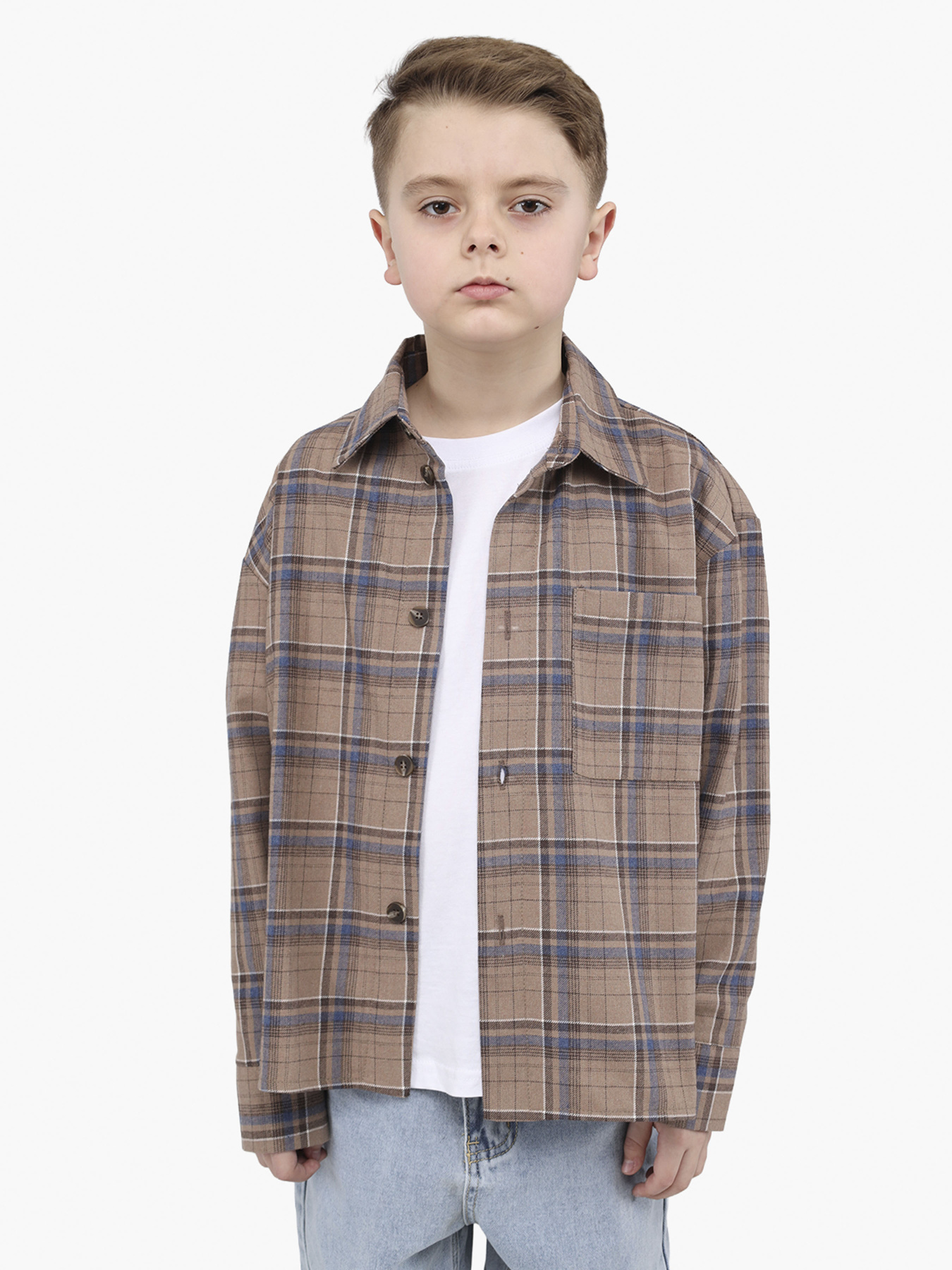 Рубашка для с длинным рукавом для мальчика  цвет коричневый ЦБ-00288819 модель ЦБ-00288819 Фото