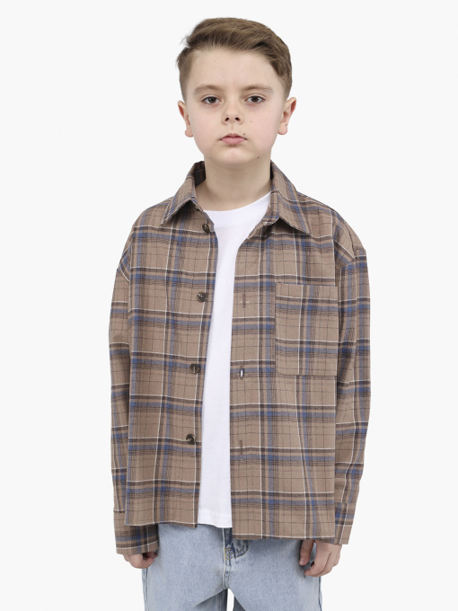 Рубашка для с длинным рукавом для мальчика  цвет коричневый ЦБ-00288819 модель ЦБ-00288819 Фото