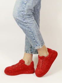 Кроссовки со стразами модель 710-13-red Кроссовки со стразами модель 710-13-red Фото