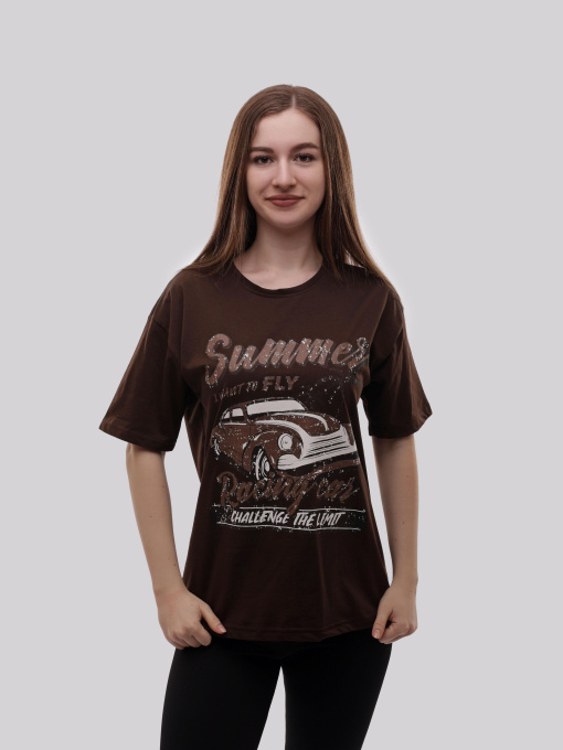 Футболка женская Тёмно-коричневый LUMO модель 723157 Фото