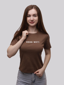 Футболка женская Тёмно-коричневый LUMO модель 707576 Футболка женская Тёмно-коричневый LUMO модель 707576 Фото