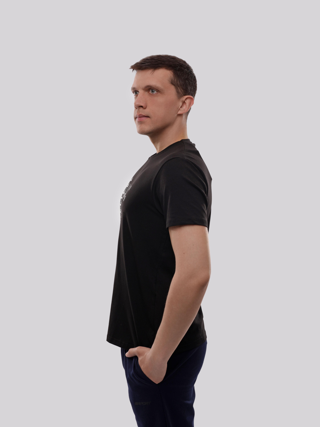 Футболка мужская Чёрный TREND LINE модель 717883 Фото