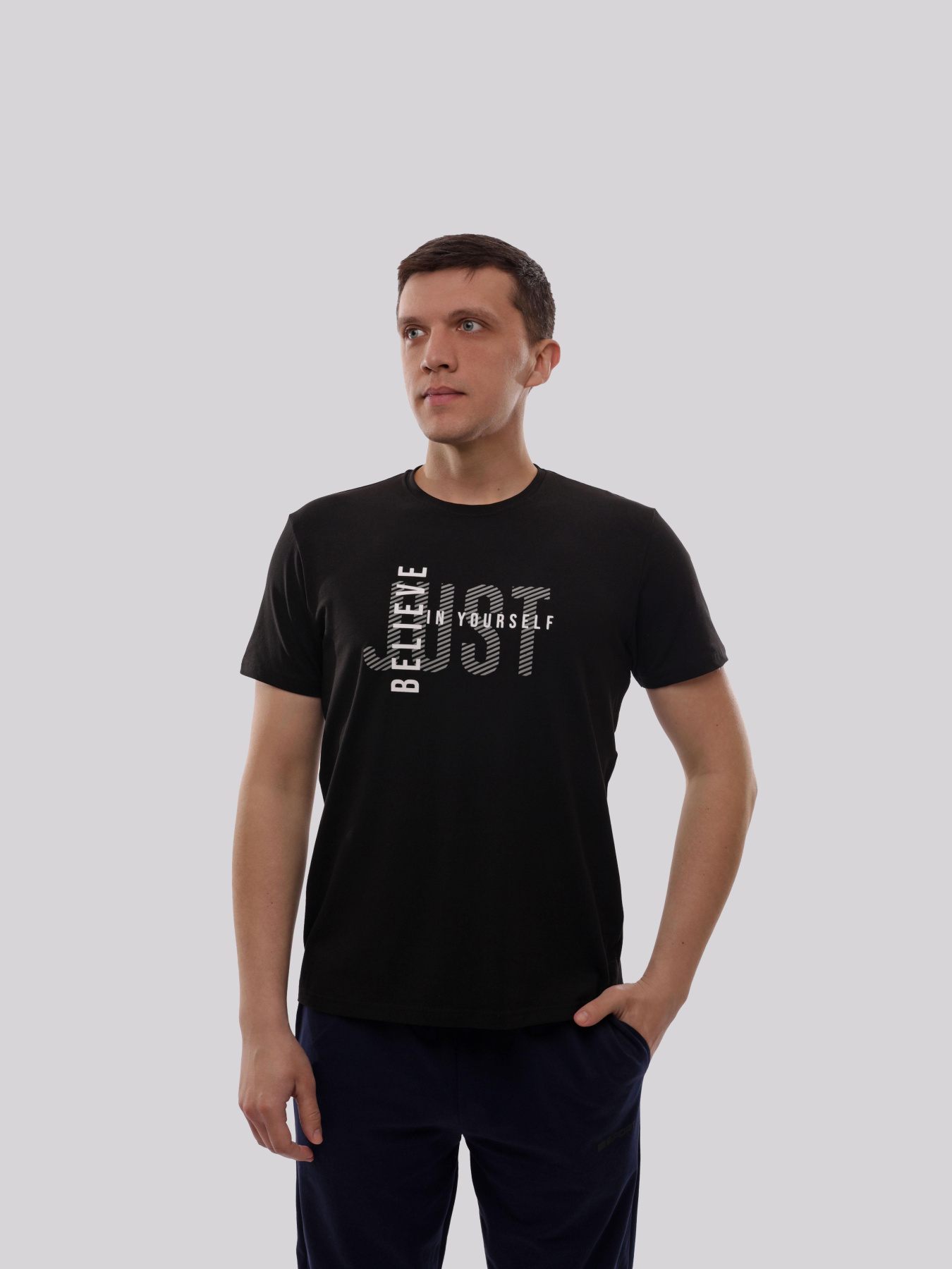 Футболка мужская Чёрный TREND LINE модель 717883 Фото