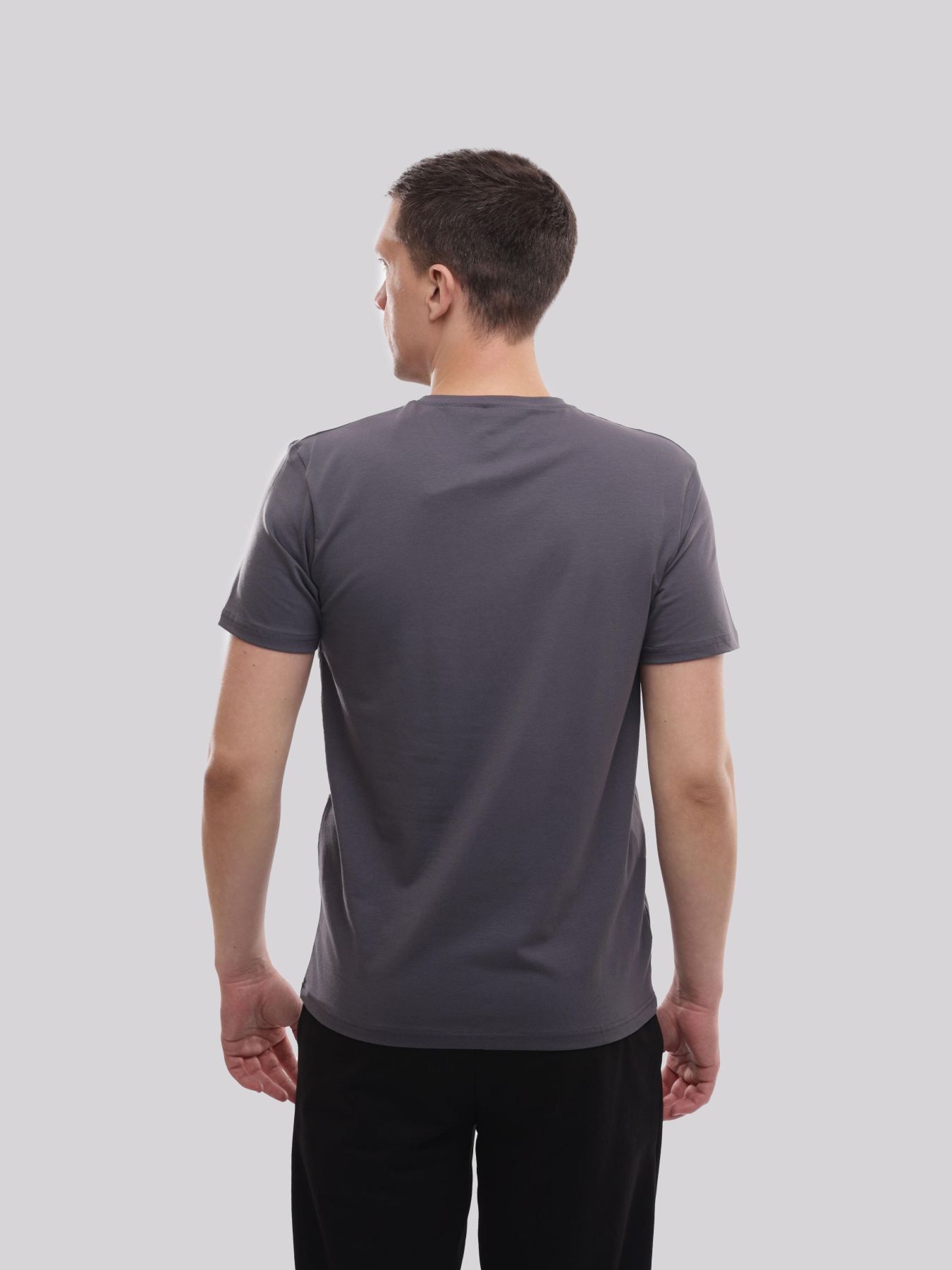 Футболка мужская Тёмно-серый TREND LINE модель 717886 Фото