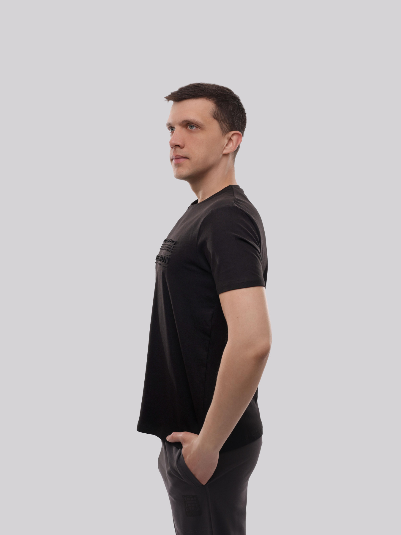 Футболка мужская Чёрный TREND LINE модель 720420 Фото