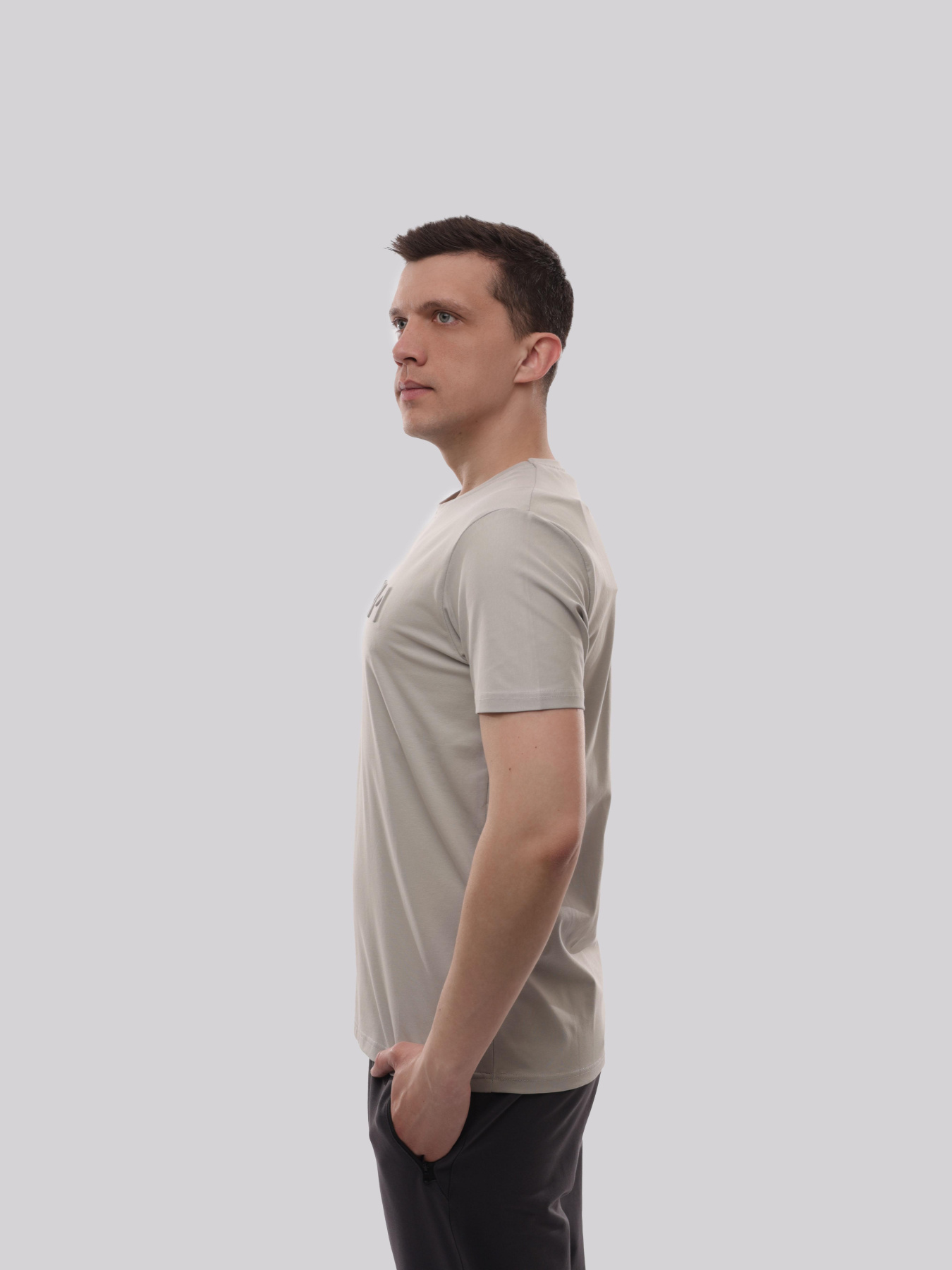 Футболка мужская Светло-серый TREND LINE модель 720423 Фото