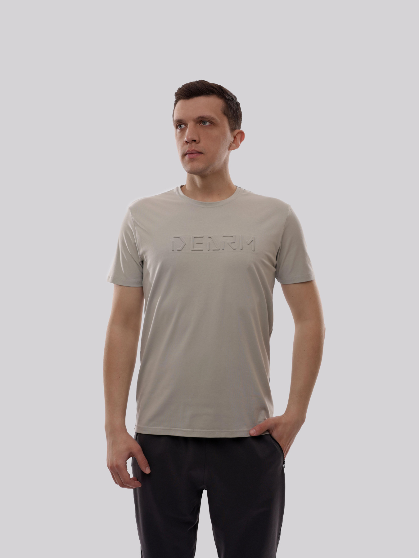 Футболка мужская Светло-серый TREND LINE модель 720423 Фото